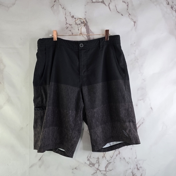 Da Hui Board Shorts Men 34 Black Gray Swim Trunks Hybrid 10 Inch Water Resistant - Picture 1 of 10